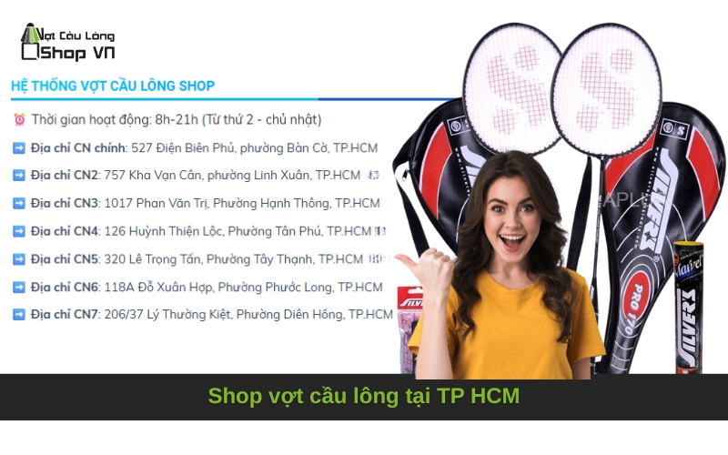 Shop vợt cầu lông tại TP HCM uy tín