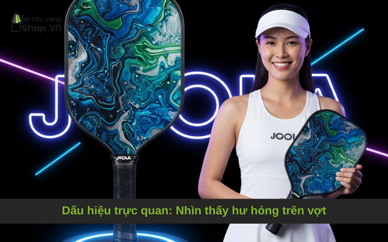 Dấu hiệu trực quan: Nhìn thấy hư hỏng trên vợt