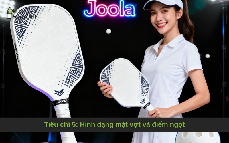 Tiêu chí 5: Hình dạng mặt vợt và điểm ngọt