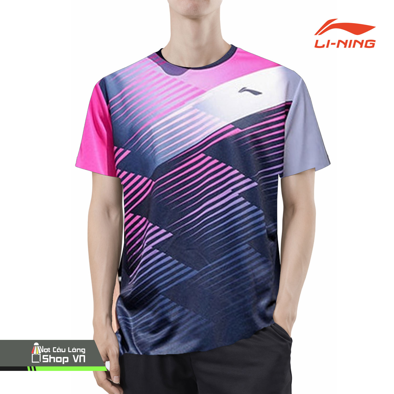 Áo Cầu Lông Lining 3689a Đen/hồng