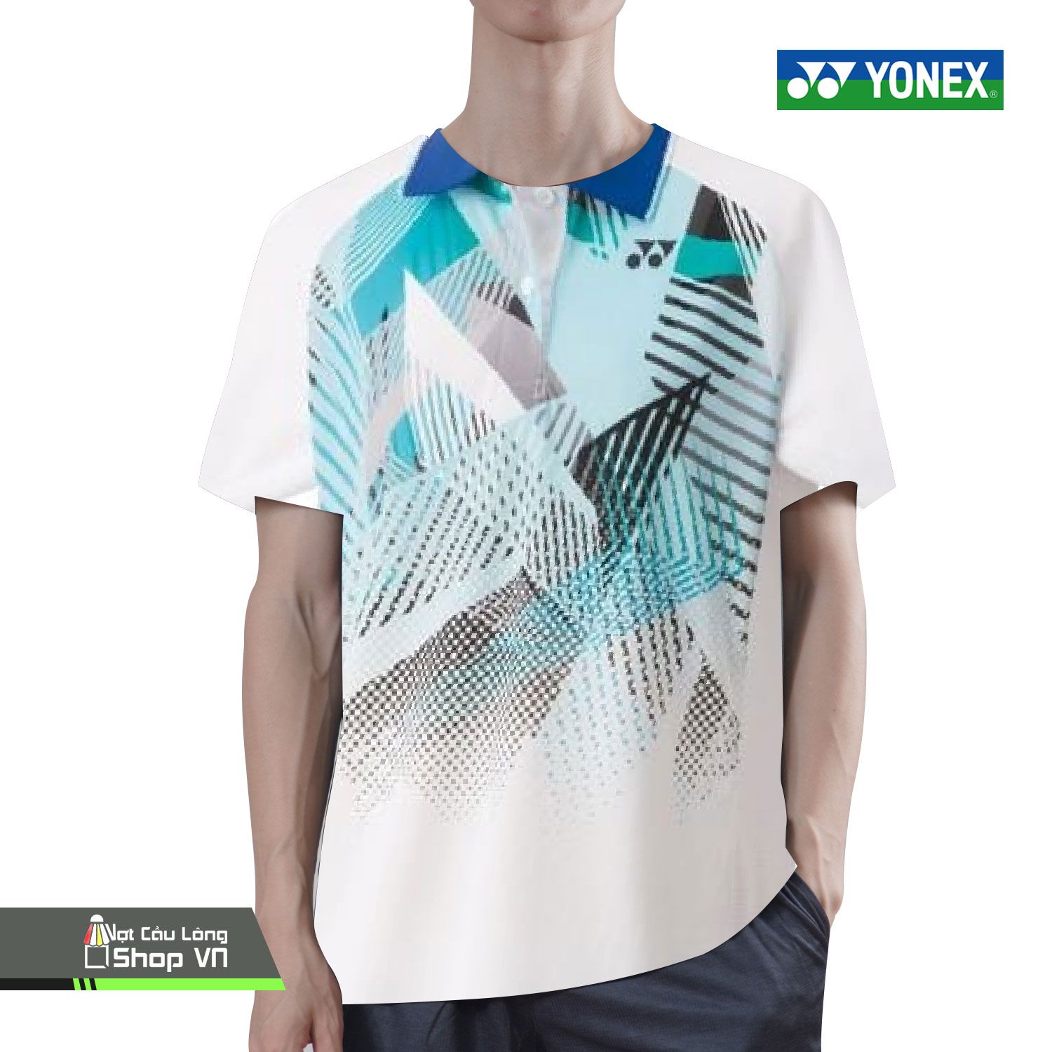 Áo Cầu Lông Yonex Có Cổ 2370a Trắng/xanh