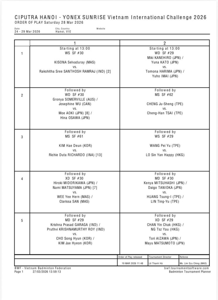 lịch thi đấu ngày 28/3/2026